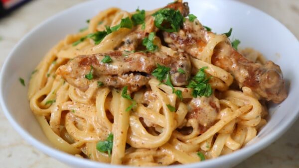Creamy Suya Beef Pasta